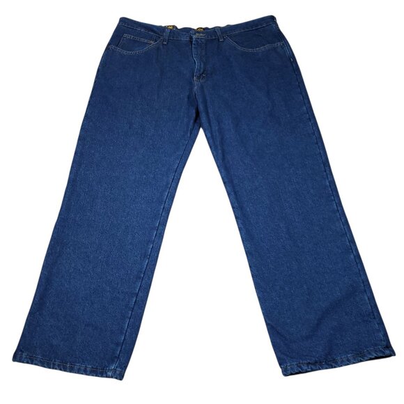 Lee Jeans Flannel Lined Relaxed Fit Straight Leg Men's Size 40 x 30 Blue Brown - Picture 1 of 8